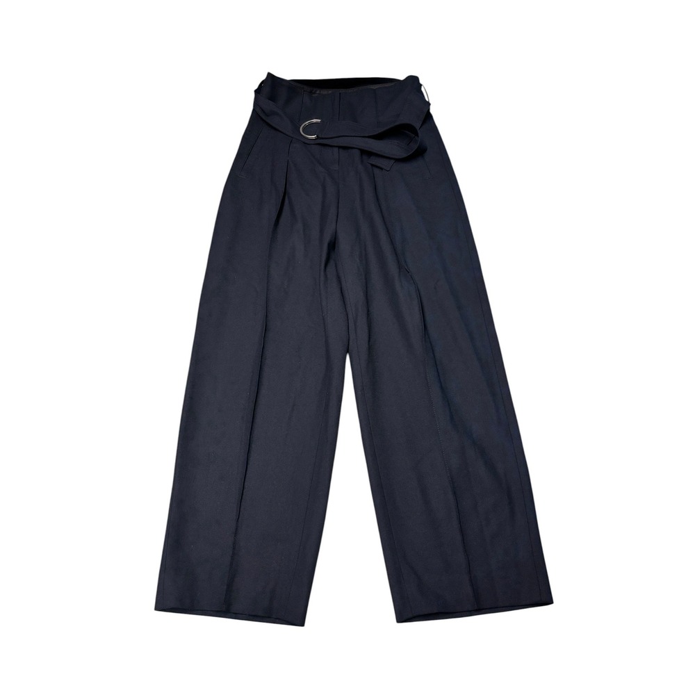 Tomorrowland Japan Navy Blue Wool Blend Wide Leg Belted Pleated Womens W30 L26